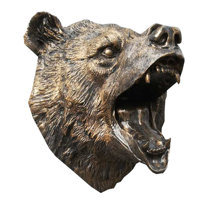 Голова медведя с оскалом бронза