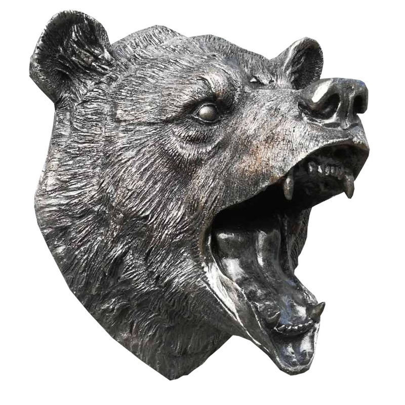 Голова медведя с оскалом серебро