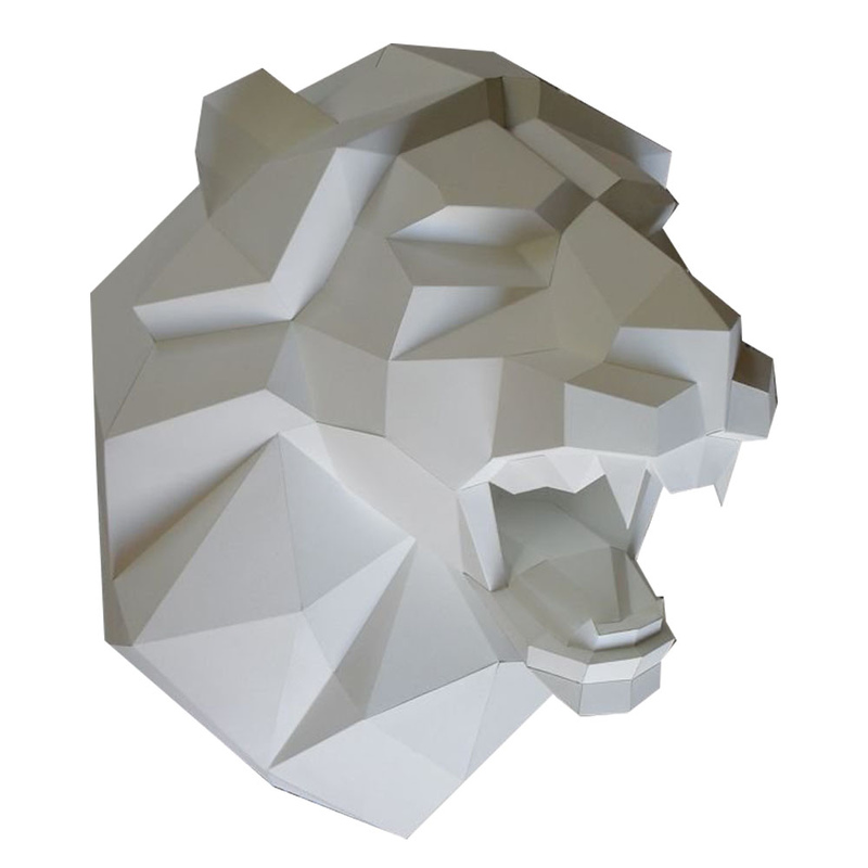 Голова льва полигональная белая