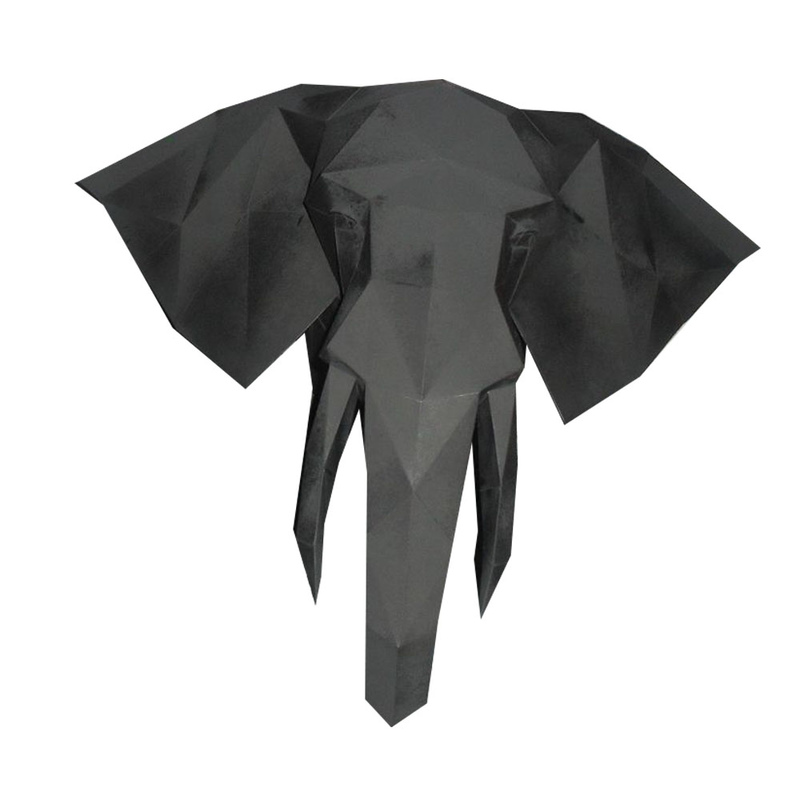 Голова слона полигональная черная